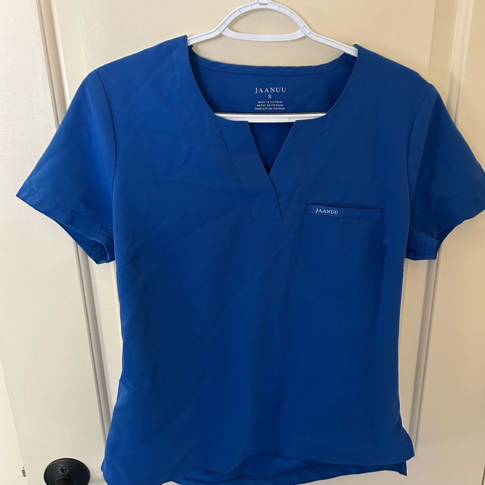 Jaanuu Women's scrub Short Sleeve Blue Top